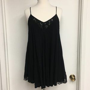 Forever21 Black Laced V-Neck Mini Slip Dress